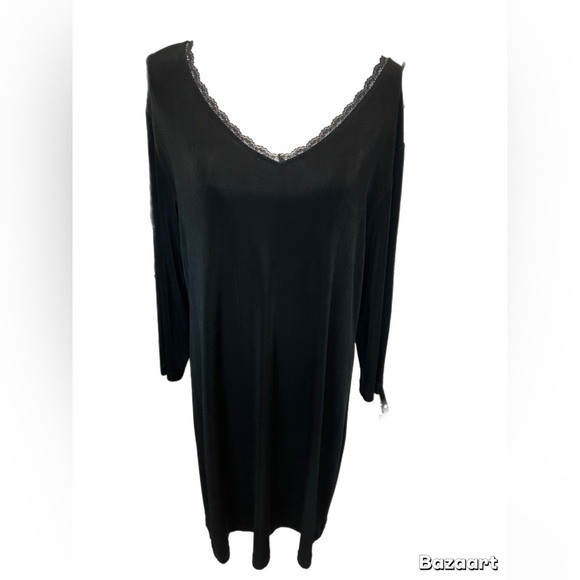 Chico’s Women’s Black Dress Midi 3/4 Sleeve Lace V Neck Size 3=XL - Picture 1 of 4